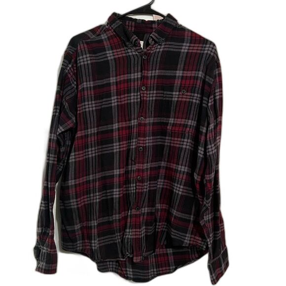 Primark Men’s Button Down Flannel Black and Red - Picture 1 of 3